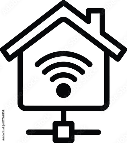 Vector art of smart home wifi connection icon, , representing modern technology with generative AI