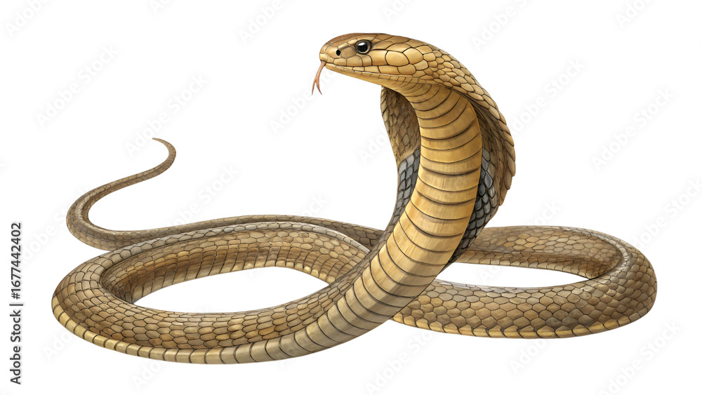 Fototapeta premium cartoon king cobra snake isolated on transparent background