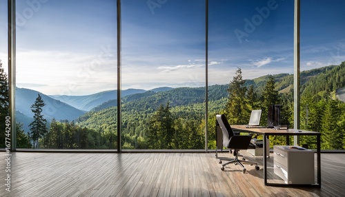 Wallpaper Mural modern mountain office overlooking forest Torontodigital.ca