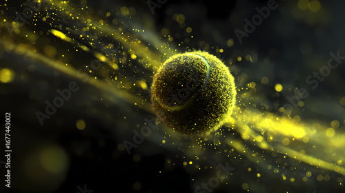 Dynamic Glow A vibrant yellow orb streaks through darkness, leaving a dazzling trail of light, symbolizing speed, power, and athletic energy