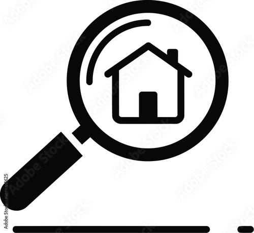 Illustration of a magnifying glass over a house
