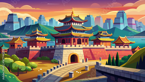 The Hwaseong Fortress in Suwon, South Korea stands proudly with its massive stone walls, elegant gates, and sweeping city views, embodying military innovation blended with Confucian philosophy.