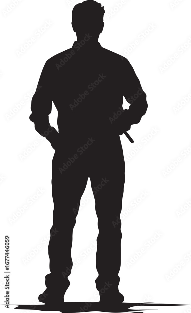 Fototapeta premium Businessperson Writing on a Whiteboard Full-Length Silhouette Vector