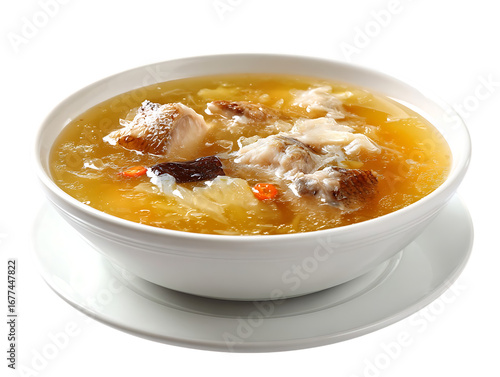 Fish Maw Soup in the middle isolatrd Delightful Warm Comforting Taste