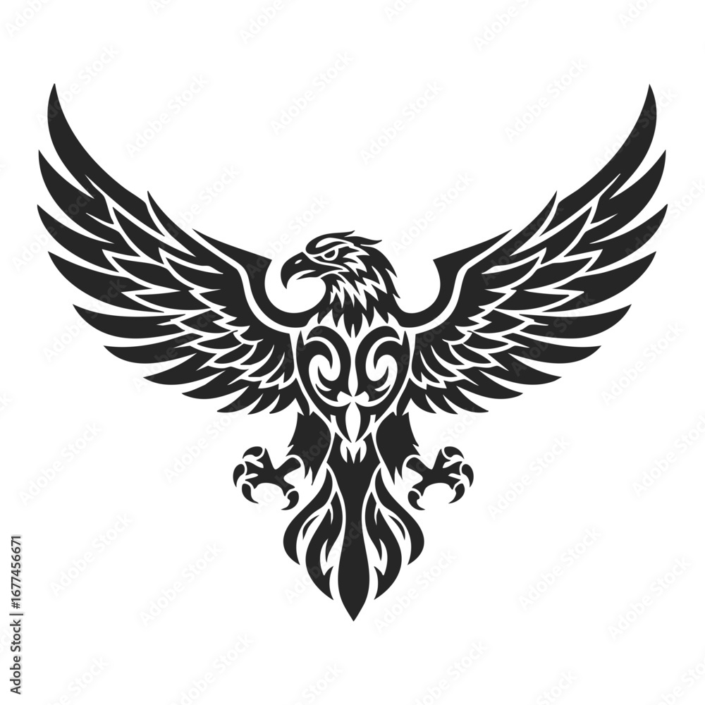 Obraz premium Tribal Eagle Tattoo Design - Bird of Prey Vector Illustration