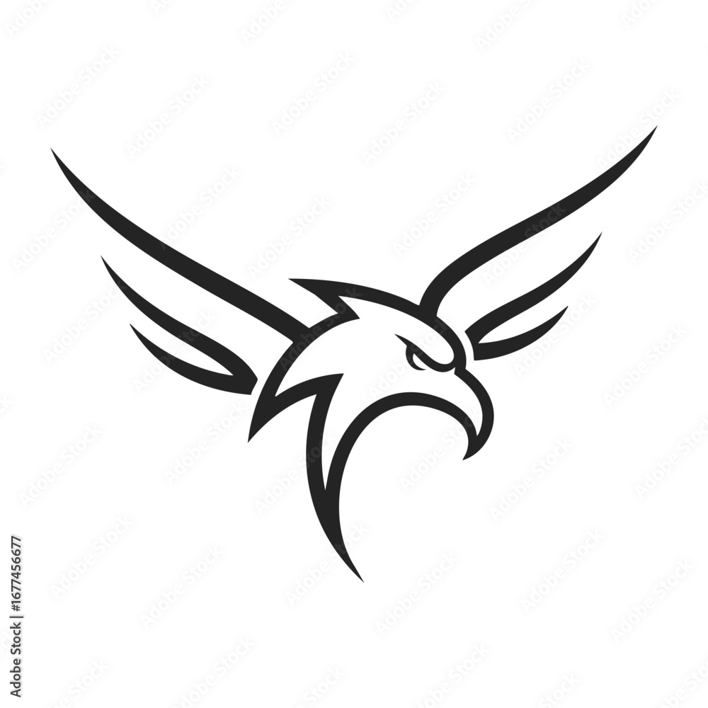 Fototapeta premium Tribal Eagle Tattoo Design - Bird of Prey Vector Illustration