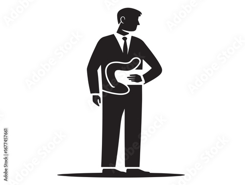 Stylish Gastroenterologist Doctor Stomach Icon in Minimalist Medical Silhouette Art