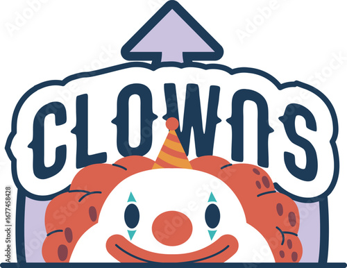 Clowns circus show label vector illustration