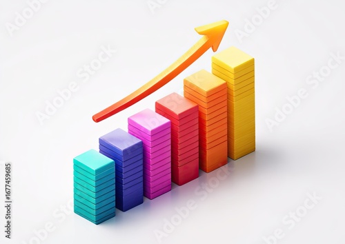 Free Download Colorful bar graph with upward trend (4) - GFXLoad