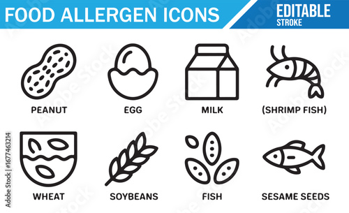 Collection of Food Allergen Icons for Allergy Awareness