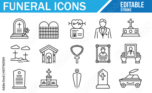 Collection of Religious and Funeral Icons for Memorial Ceremonies