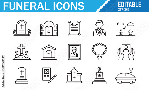 Editable Icons for Funeral and Memorial Services