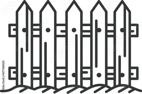Wooden Fence Line Icon Vector Illustration