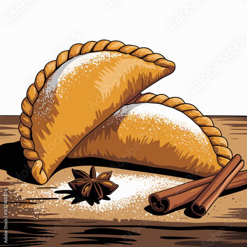 Mexican Pumpkin Empanadas de Calabaza Illustration