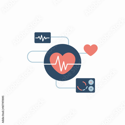 Modern medical technology heart health monitoring equipment electrocardiogram ekg illustration healthcare and wellness design for medical professionals and patient education