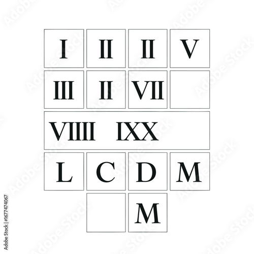 Roman Numeral Grid Pattern Graphic Design.