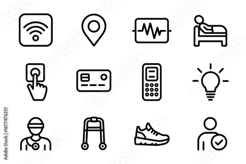 Healthcare and Wellness Icons A Collection of Essential Symbols for Medical and Daily Life Applications