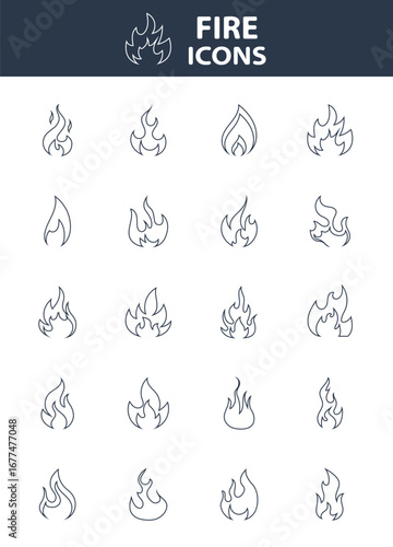 set of flame icons, fire