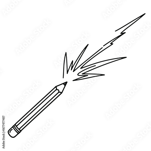 Illustration of a pencil with radiating lines emanating from its tip.