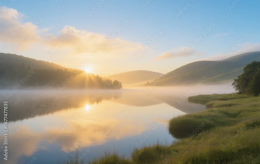 Obraz premium sunrise over the river