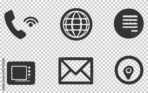 Icon set featuring communication and navigation symbols in a modern design for various applications