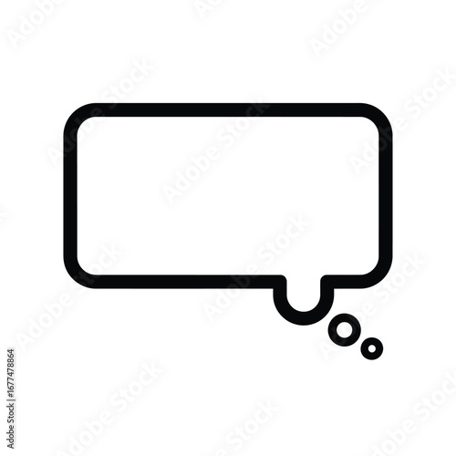 Simple black and white speech bubble icon with rounded corners and thought bubbles.