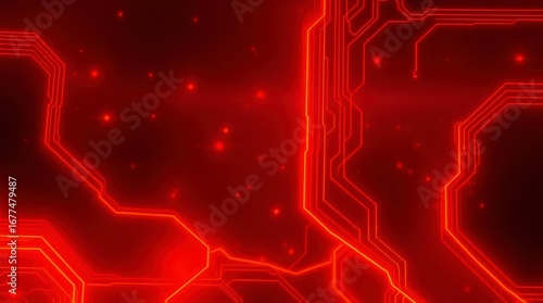 Red Glowing Circuit Board Design