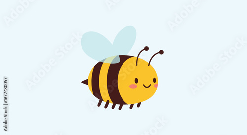 Adorable cute flying bee character cartoon illustration digital art