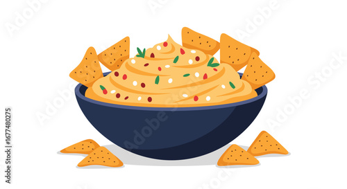 Delicious creamy cheese dip with crunchy tortilla chips for snacks and parties