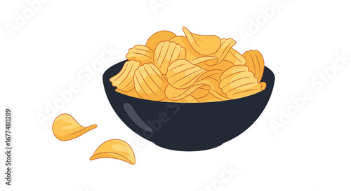 Crunchy ridged potato snack bowl delicious salty crispy treat for parties and gatherings