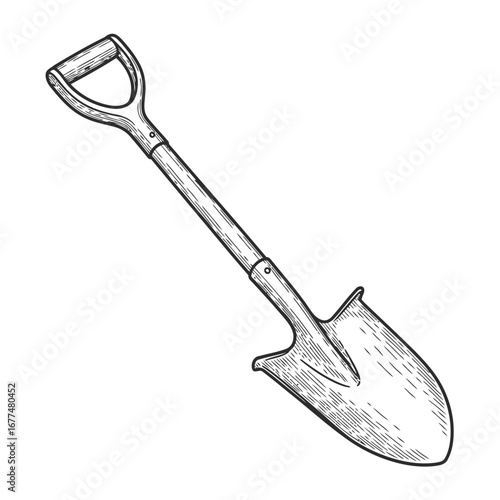 Illustration of a shovel, a tool used for digging and gardening.