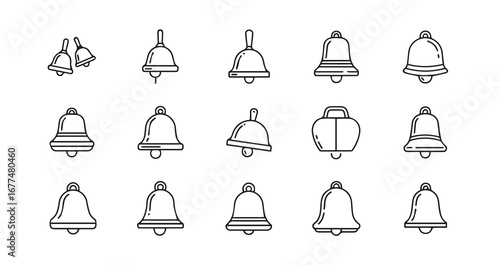 Bell with a clapper line art icon bundle illustration