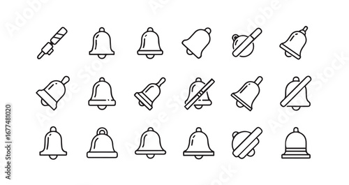 Bell with a clapper line art icon bundle illustration