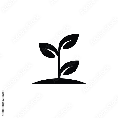 Vector tree icon silhouette illustration with green nature eco design and organic plant growth concept