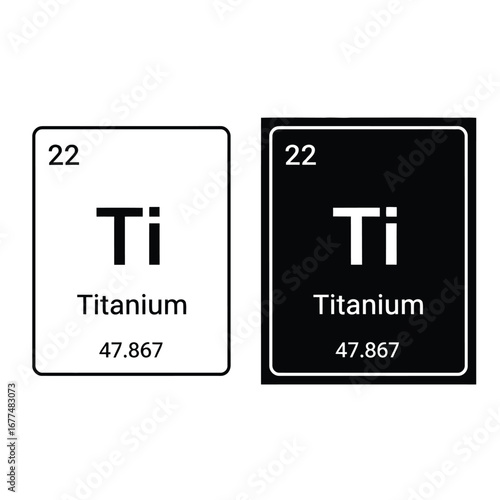 Titanium element periodic table graphic representation.