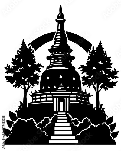 Buddhist Stupa Silhouette Art