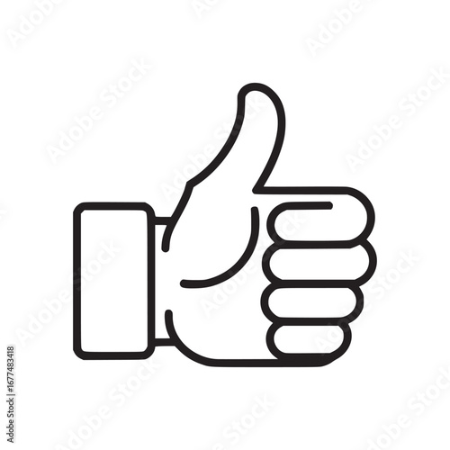 A simple line drawing of a hand giving a thumbs up on a white background in a minimalist style