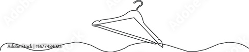 Clothes hangers continuous line drawing isolated on white background.