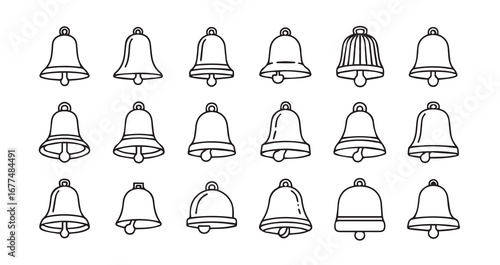 Bell with a clapper line art icon bundle illustration