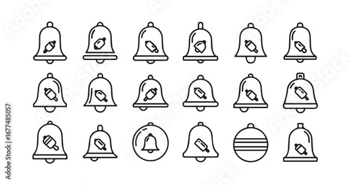 Bell with a clapper line art icon bundle illustration