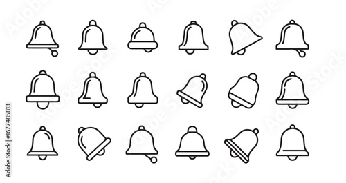 Bell with a clapper line art icon bundle illustration