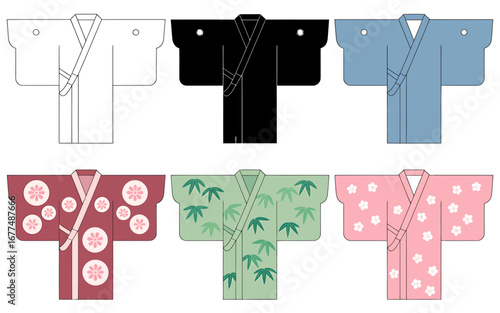 Flat lay illustration of six traditional items for advertising
