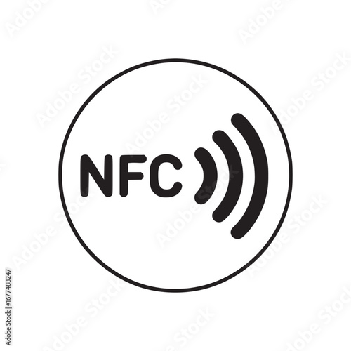 Vector art of nfc icon, representing near field communication technology for contactless payments and wireless data transfer, vector illustration of a digital communication symbol