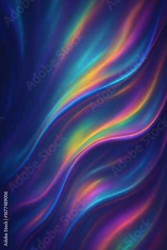 Wallpaper Mural Smooth iridescent waves of rainbow colors flowing across a dark blue textured background Torontodigital.ca