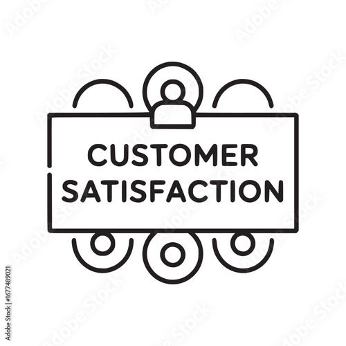Vector art of customer satisfaction concept a linear illustration depicting a business committed to providing excellent service and building strong client relationships through feedback and support