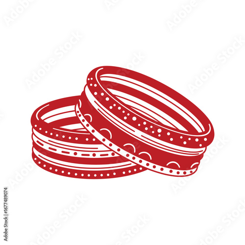 Red Indian Bangles Traditional South Asian Jewelry Ornate Stacked Bracelets Cultural Accessory Ethnic Design
