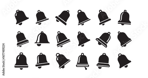 Bell with a clapper silhouette icon bundle illustration
