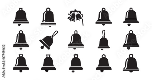 Bell with a clapper silhouette icon bundle illustration