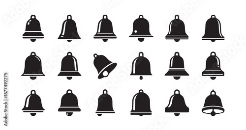 Bell with a clapper silhouette icon bundle illustration