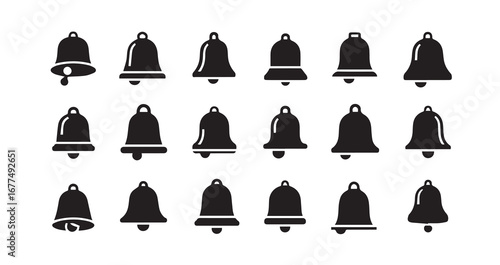Bell with a clapper silhouette icon bundle illustration
